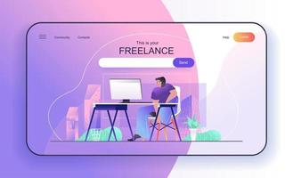 Freelance concept for landing page template vector