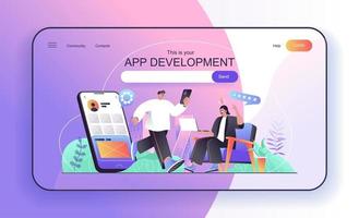 App development concept for landing page template vector