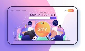 Support Center concept for landing page template vector