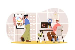 ilustración web de optimización seo vector