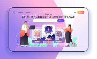 Cryptocurrency Marketplace concept for landing page template vector