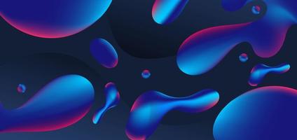 Abstract blue and pink gradient fluid shape on dark background. vector