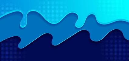 Abstract 3d blue tone wave layers papercut style background.