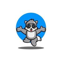 Cute raccoon cartoon jumping