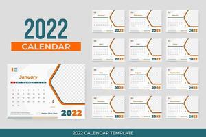 2022 desk calendar template vector