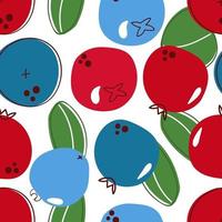 Seamless pattern of lingonberry. Flat illustration. vector