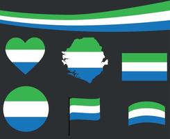 Sierra Leone Flag Map Ribbon And Heart Icons Vector Abstract