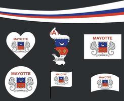 Mayotte Flag Map Ribbon And Heart Icons Vector Illustration Abstract