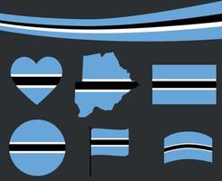 Botswana Flag Map Ribbon And Heart Icons Vector Illustration Abstract