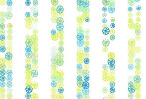 Light Blue, Yellow vector pattern with christmas snowflakes.