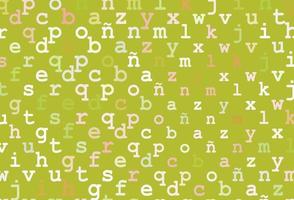 Light green, red vector background with signs of alphabet.