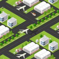 Isometric 3d downtown city block district part of the city vector