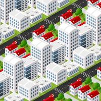 Isometric 3d downtown city block district part of the city vector