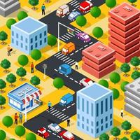 Lifestyle illustration of the city block with people vector