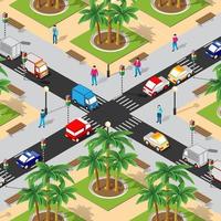 Isometric Street crossroads 3D illustration of the city vector