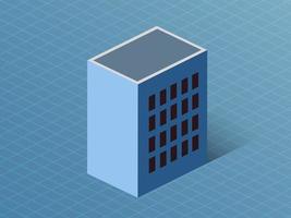 edificio único isométrico 3d casa dimensional de la arquitectura vector