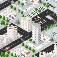 Isometric 3D illustration of the urban building with multiple vector