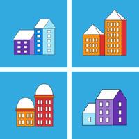 Vector silhouettes of city buildings in the flat style