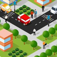 Lifestyle illustration of the city block with people vector