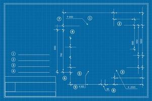 Template drawing plan scheme with dimensions, strings vector