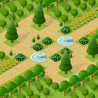 Isometric 3d trees park forest camping nature elements for landscape vector