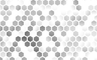 textura de vector gris plateado claro con hexágonos de colores.