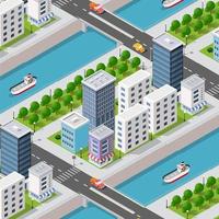 Lifestyle illustration of urban life. Isometric picture vector