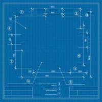 Template drawing plan scheme with dimensions, strings vector