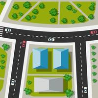 Top view of the Urban crossroads with cars vector