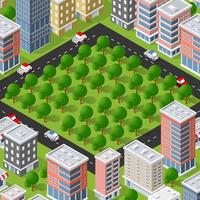 Isometric 3d street downtown architecture district part vector