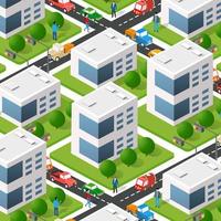 Lifestyle scene urban Isometric 3D illustration of a city block vector