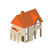 Town House in isometric view with trees vector