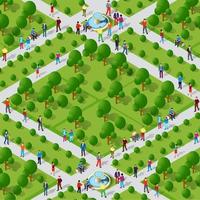 City quarter park top view landscape isometric 3D projection vector