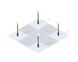 Isometric Winter Park with snow, trees vector