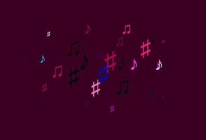 Light Blue, Red vector texture with musical notes.