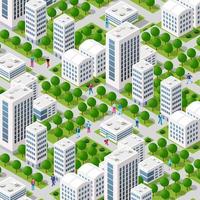 Isometric Street crossroads 3D illustration of the city quarter vector