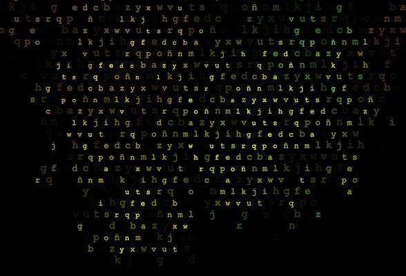 Dark blue, yellow vector cover with english symbols.