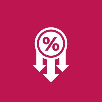 profit decrease, falling rates vector icon