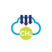 reduce methane emissions, CH4 vector icon