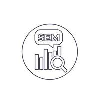 SEM, search engine marketing icon, line vector