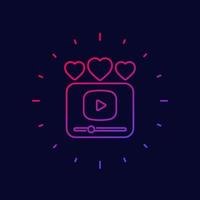 viral video line icon for web vector