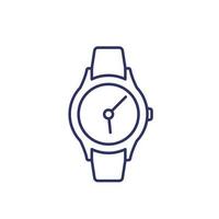 reloj, icono de línea de reloj de pulsera clásico vector