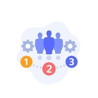 team management icon with gears vector