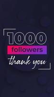 1000 followers, thank you, vertical banner design vector