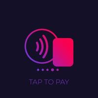 Contactless payment with card vector icon, tap to pay