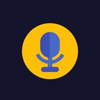microphone, audio recording icon in flat style vector