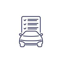 icono de línea de lista de servicio de coche en blanco vector