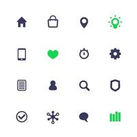 Basic web icons set isolated on white vector