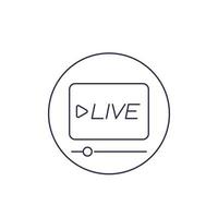 Live stream player icon, line vector