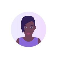 icono de avatar, niña afroamericana con corte de pelo corto vector